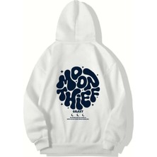 Brz Collection Unisex Oversize Moon Thief Galaxy Hoodie Beyaz