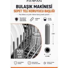 Velora Farfan 100 Adet Gri - Bulaşık Makinesi Sepet Ucu Plastik Kapak - Pas ve Çizilme Önleyici Koruyucu - Tamir Seti