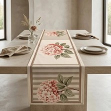 Sunum Luxe Çizgili Çiçek Desenli 45X140CM Masa Runnerı
