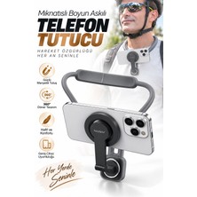 Fulltech FHD26 Magsafe Uyumlu Mıknatıslı 360° Boyun Askılı Telefon Tutucu – Eller Serbest Vlog ve Pov Çekim Aparatı
