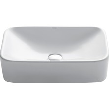 Velora Kraus KCV-122 Seramik Tezgah Üstü Dikdörtgen Banyo Lavabosu, 49,4 x 30,1 x 12,7 Cm, Beyaz