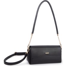 Nas Bag Kadın Sade Şık Omuz ve Çapraz Çanta (En 24 cm ;boy 12 cm ) Siyah