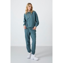 Brf Store Pmstore Tommy Lıfe Tommylıfe Gri Melanj Kapüşonlu Kanguru Cep Oversize Lastik Paça Eşofman Takımı, T