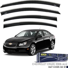 Chevrolet Cruze 2009+ Kromlu Cam Rüzgarlığı Ön / Arka 4 Parça Füme Polikarbon Mlz. Niken 047CH050201