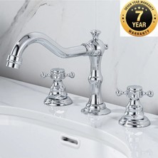 OEM Banyo Lavabo Bataryası Ankastre Krom Renk 3'lü Rustik Set Yeni 7 Yıl Garantili Ithal