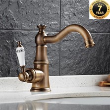 OEM Banyo Lavabo Bataryası Rustik Model Antik Renk Seramik Kol Yeni Model 7 Yıl Garantili Ithal