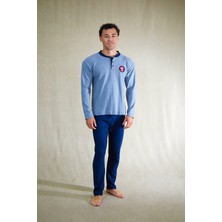 Estiva Erkek Nakışlı Patlı Interlok Şardonlu Pijama Takımı