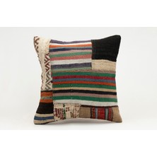 Kilim Wholesale El Yapımı Kilimden Yapılmış Vintage Kırlent Kılıfı, Yün, 40X40 cm