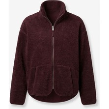 Magarde Fermuarlı Dik Yaka Polar Ceket- Bordo