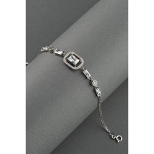 Gümüş Pazarım Baget Taşlı Emerald Kesim Gümüş Bileklik