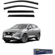 Nissan Qashqai J12 2022+ Kromlu Cam Rüzgarlığı  Ön / Arka 4 Parça Füme Polikarbon Mlz Niken 047NS040201