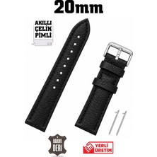 Saatse 20mm Siyah Floter Hakiki Deri Saat Kordonu Akıllı Pimli