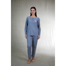 Estiva Kadın Nakış Işlemeli Patlı Interlok Şardonlu Pijama Takımı