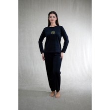 Estiva Kadın Good Yazılı Kadife Pijama Takımı