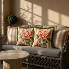 Sunum Luxe Çizgili Çiçek Desenli 4’lü Kırlent Kılıfı Seti