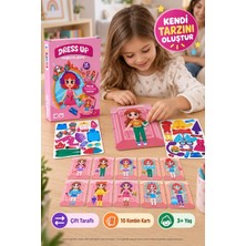Toyfest Manyetik Kıyafet Giydirme Oyunu Kız Çocuk Çift Taraflı 10 Kartlı Eğitici Aktivite Seti - 51 Parça