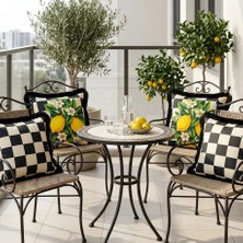 Sunum Luxe Damalı Limon Desenli 4’lü Saçaklı Kırlent Kılıfı