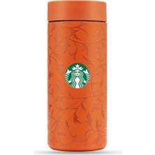 Starbucks® Turuncu Vintage Sarmaşık Desenli 360° Dönebilen Termos 355ML-11186556