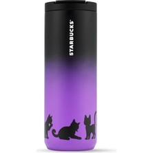 Starbucks® Kedi Temalı Mor Paslanmaz Çelik Termos 473ML-11187195
