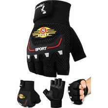 Telvesse M Beden Kesik Yarım Fitness Gym Ağırlık Kaldırma Spor Eldiveni Unisex Bisiklet Eldiveni Siyah 115