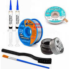 MHM Lehimleme Seti 0,8 mm 40 gr Lehim Teli 2’li Flux CP-3515  Lehim Fitili Havya Ucu Temizleme Kremi 2fırça Seti ST03