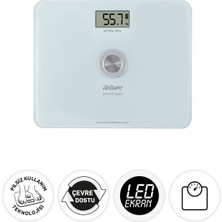 Arzum AR5126 Stayfit Touch Cam Beyaz Baskül, Pilsiz Kullanım, 180 Kg’a Kadar Ölçüm Kapasitesi, Beyaz