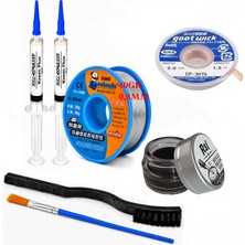 Smnr Elektronik Lehimleme Seti 0,8mm 40G Lehim Teli 2’li Flux Havya Ucu Temizleyici CP-3015 Lehim Sökme Fitili 2fırça SETI17