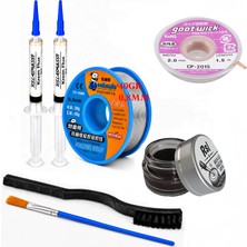 Smnr Elektronik Lehimleme Seti 0,8mm 40G Lehim Teli 2’li Flux Havya Ucu Temizleyici CP-2015 Lehim Sökme Fitili 2fırça SETI23