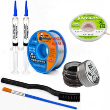 Smnr Elektronik Lehimleme Seti 0,8mm 40G Lehim Teli 2’li Flux Havya Ucu Temizleyici CP-1515 Lehim Sökme Fitili 2fırça SETI14