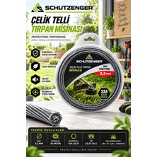 SCHUTZENGER Çelik Telli Tırpan Misinası 3,3 mm 30 Metre Ssa Çelik Güçlendirilmiş Profesyonel Çim Ot Biçme Kesim Ipi