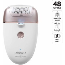Arzum AR5175 Sateen Touch Şarjlı Epilasyon Seti, 48 Cımbızlı Başlık, 2 Farklı Hız Ayarı, LED Işık Sistemi Beyaz