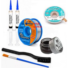 Smnr Elektronik Lehimleme Seti 0,8mm 40G Lehim Teli 2’li Flux Havya Ucu Temizleyici CP-3515 Lehim Sökme Fitili 2fırça SETI04