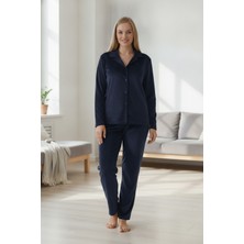 Estiva Kadın Önden Düğmeli Büyük Beden Kadife Pijama Takımı