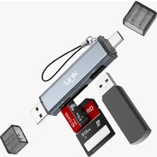LinkTech A208 Usb-A / Usb-C 3'ü 1 Arada Sd Kart Okuyuculu Otg Flash Bellek