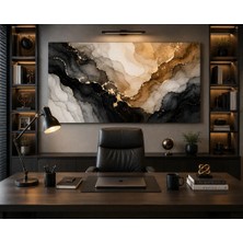 Reklamcın Soyut Siyah Gold Kanvas Tablo | Premium Mermer Desenli Modern Salon Yatak Odası Ofis Duvar Tablosu