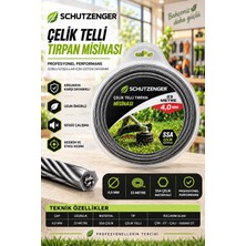 SCHUTZENGER Çelik Telli Tırpan Misinası 4,0 mm 23 Metre Ssa Çelik Güçlendirilmiş Profesyonel Çim Ot Biçme Kesim Ipi