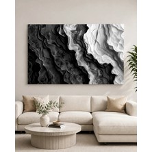 Reklamcın Siyah Beyaz Soyut Dalga Desenli Modern Dekoratif Duvar Tablosu