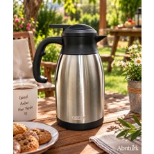 Abnturk 2 Litre 304 Paslanmaz Çelik Termos-12 Saat Sıcak 24 Saat Soğuk Kullanım Orta Boy Termos 27X14CM