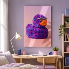 Reklamcın Gözlüklü Mor Ördek Kanvas Tablo – Renkli Pop Art Duvar Dekoru