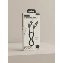 Fulltech Aura Akse A+C To C+L 4'ü 1 Arada Çoklu Uyumlu Örgülü Hızlı Şarj Kablosu - Pd 100W / 30W, Alüminyum Alaşımlı, 1.2 Metre