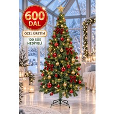 La Confiance 180 cm Yılbaşı Ağacı 600 Gür Dallı Noel Ağacı Yılbaşı Çam Ağacı 100 Süs Hediyeli