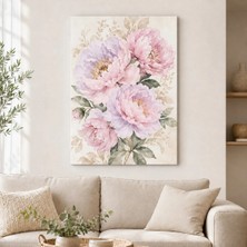 Reklamcın Pembe ve Lila Çiçek Desenli Dekoratif Kanvas Tablo – Modern Salon ve Yatak Odası Duvar Dekoru