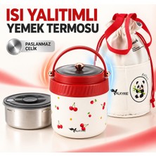Valkyrie 1200 ml Yalıtımlı Yemek Termosu Seti Paslanmaz Çelik Iç Hazneli Yalıtımlı Taşıma Çantalı