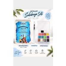Vox Art 16 Parça Sulu Boya Seti - 14 Renk Tablet Boya+A6 DEFTER(10*15CM) ve Su Hazneli Fırça Hediyeli. Seyahat Tipi Set