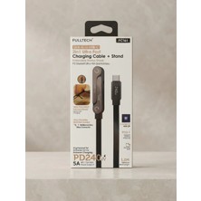 Fulltech Aura Akse Usb-C To Usb-C 240W Ultra Hızlı Şarj Kablosu ve Katlanabilir Telefon Standı (1.2 Metre)