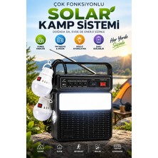 Matechno Taşınabilir Solar Güneş Enerjili LED Kamp Lambası Bluetooth Hoparlör Fm Radyo Usb/tf Kart Destekli 2 Ampullü Çok Fonksiyonlu Kamp Aydınlatma Sistemi