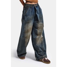 It's Basic Kadın T.kot Rengi Palazzo Baggy Fit T17T Özel Tasarım Denim Jean