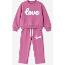 Yiğit Butik Kız Çocuk Süzene Nakışlı Love Yazılı Alt Üst Takım