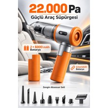 Enshall 22.000PA Gulony Çift Bataryalı 12.000MAH Şarjlı 3 Kademeli Ultra Güçlü Fırçasız Motor Araç Süpürgesi