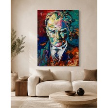 Reklamcın Atatürk Kanvas Renkli Yağlı Boya Görünümlü Mustafa Kemal Atatürk Portresi Duvar Dekoru